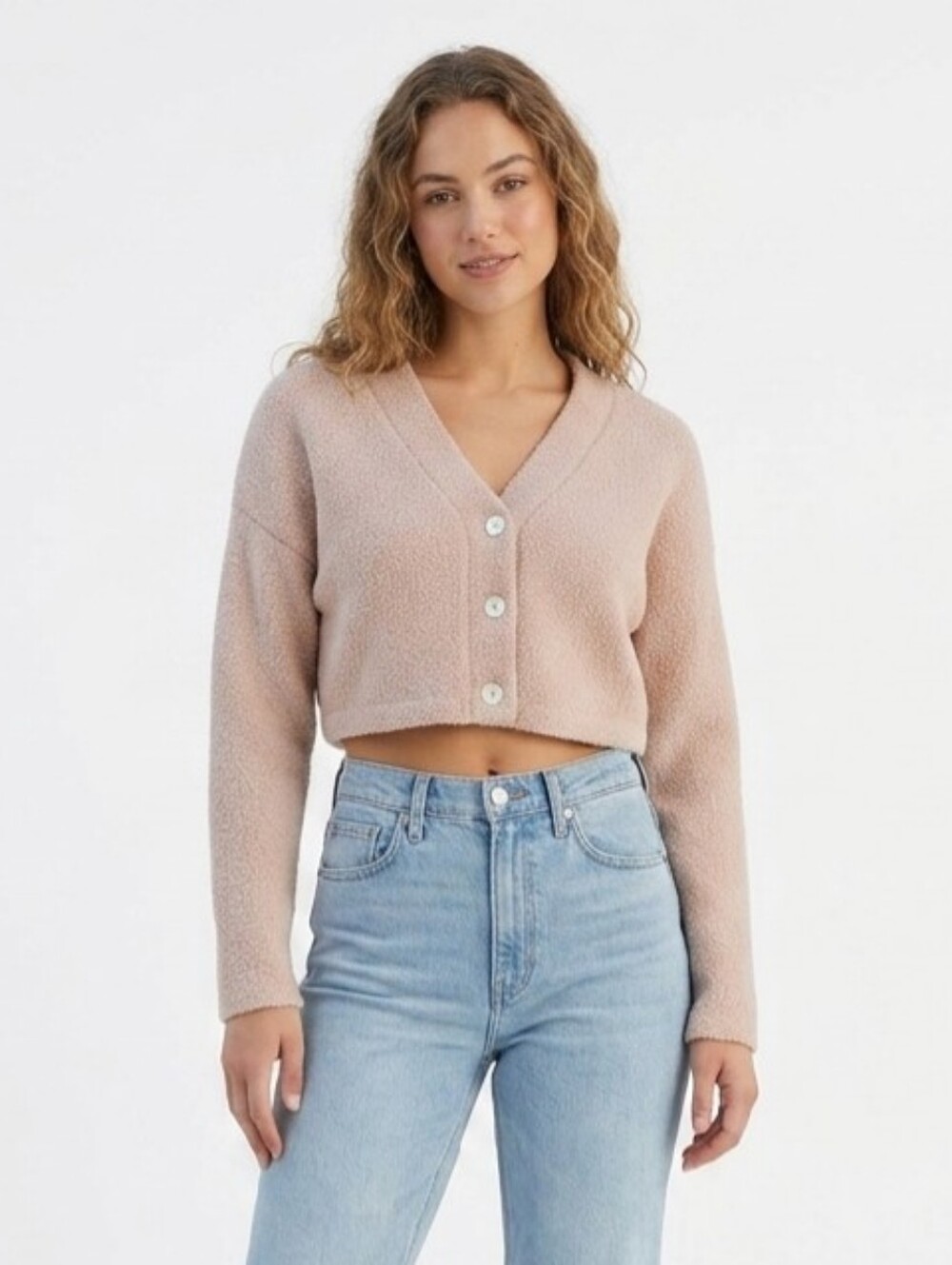 Wild Fable Women's Cropped Sherpa button-up top - XS